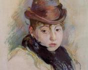贝尔特摩里索特 - Young Woman in a Hat, Henriette Patte